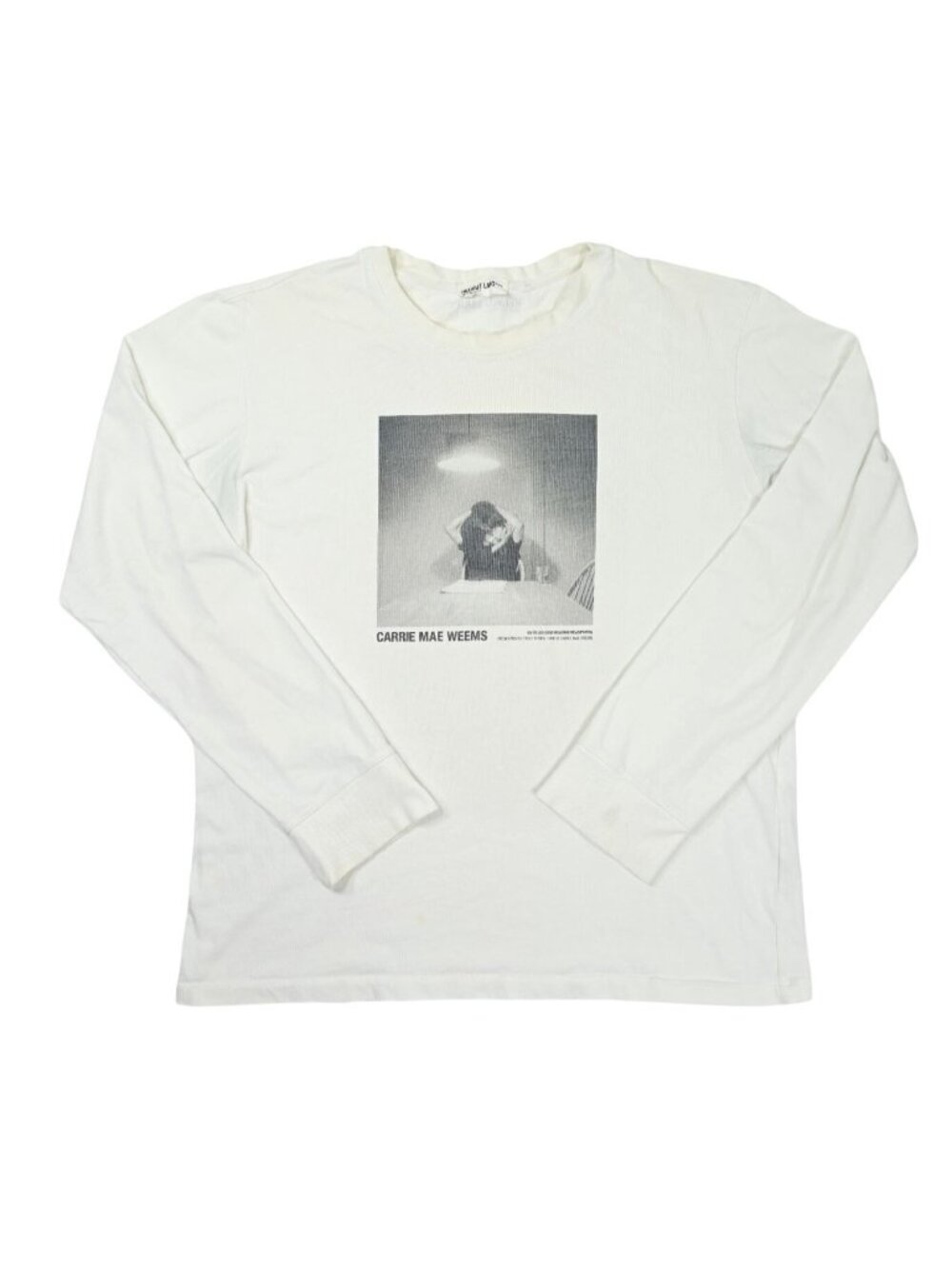 Helmut Lang Carrie Mae Weems Newspaper Printed Cotton Long Sleeve T-Shirt in Whi
